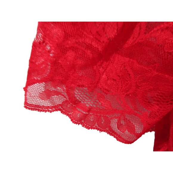 Shirley of Hollywood Red Lace Short Robe Ladies Small Vintage EUC USA Made - Picture 7 of 12